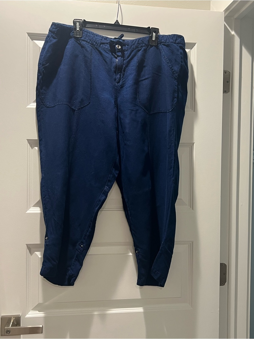 Lane Bryant Plus Size 18/20 Navy Linen Blend Utility Capri Pants